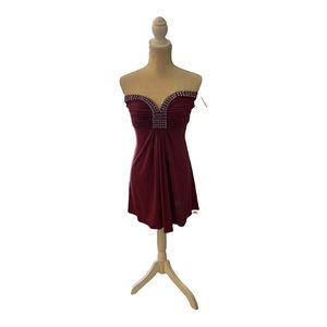 Sky strapless mini dress with beautiful gems.  NWT. Size S